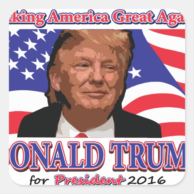 Donald Trump For President Square Sticker (Front)