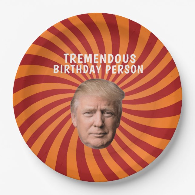 DONALD TRUMP FUNNY BIRTHDAY PAPER PLATES (Front)