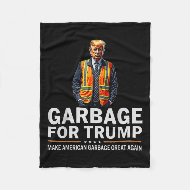 Donald Trump Garbyge Orange Reflective Safety Vest Fleece Blanket (Front)