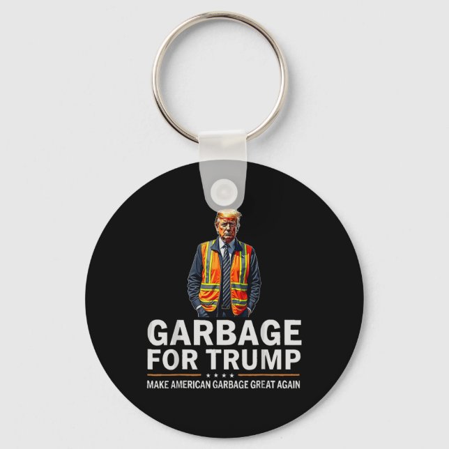 Donald Trump Garbyge Orange Reflective Safety Vest Key Ring (Front)