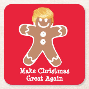 Donald Trump Gingerbread man  Square Paper Coaster