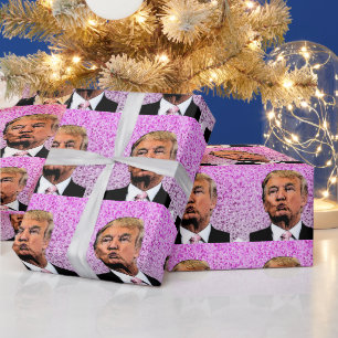 DONALD TRUMP GLITTER CHRISTMAS KISS WRAPPING PAPER