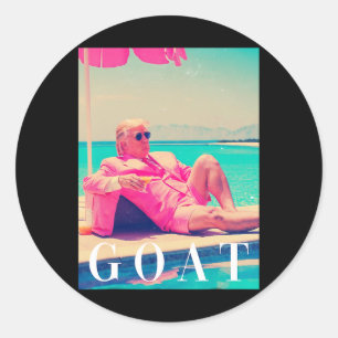 Donald Trump Goat Funny Artwork Art Meme Retro Classic Round Sticker