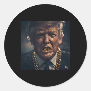Donald Trump Gold Grillz Classic Round Sticker