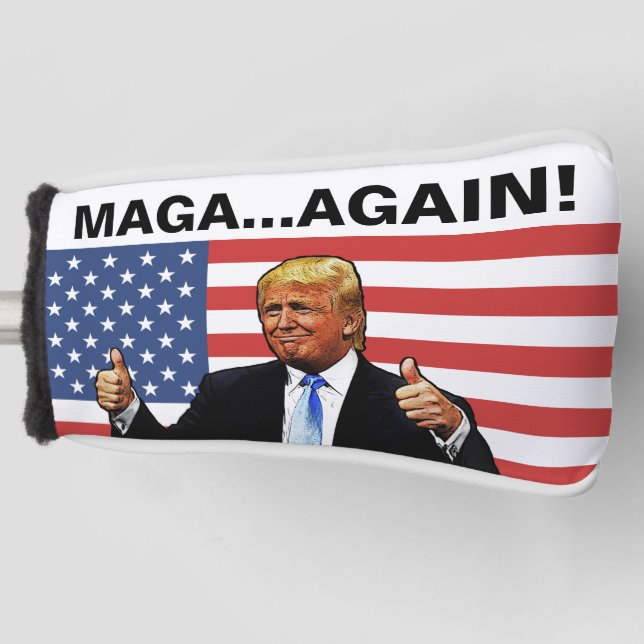 DONALD TRUMP GOLF HEAD COVER MAGA AGAIN! (Front)