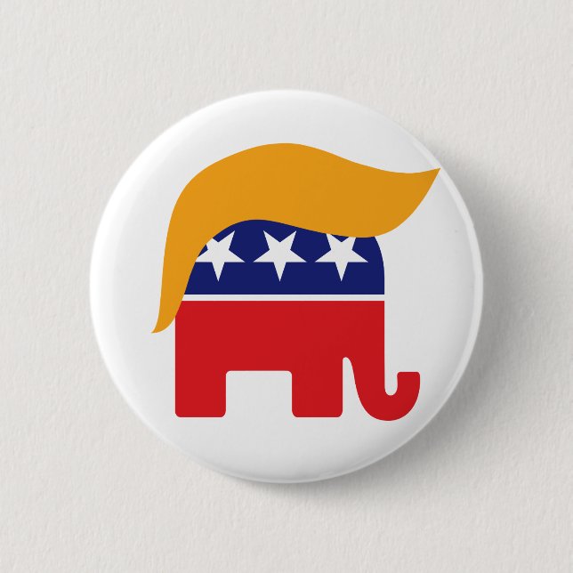 Donald Trump GOP Elephant Hair 6 Cm Round Badge (Front)