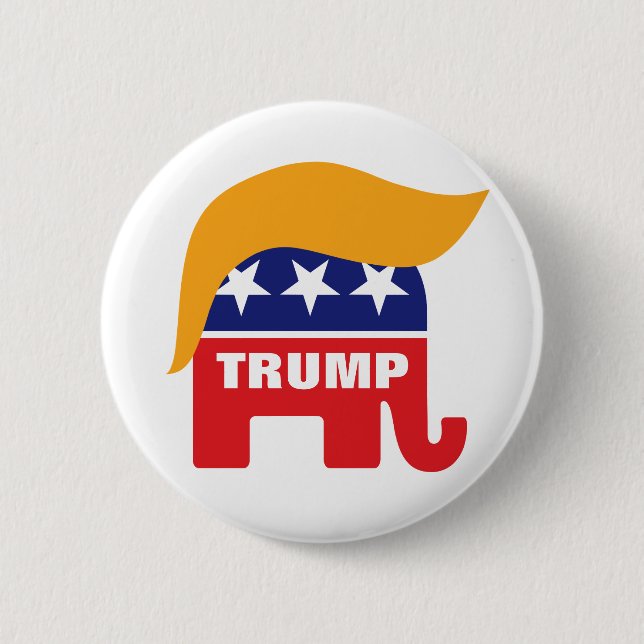 Donald Trump Hair GOP Elephant Logo 6 Cm Round Badge (Front)