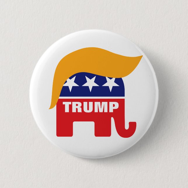 Donald Trump Hair GOP Elephant Logo 6 Cm Round Badge (Front)