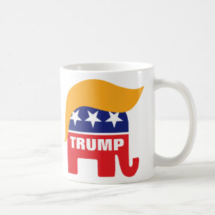 Donald Trump Hair GOP Elephant Logo Coffee Mug