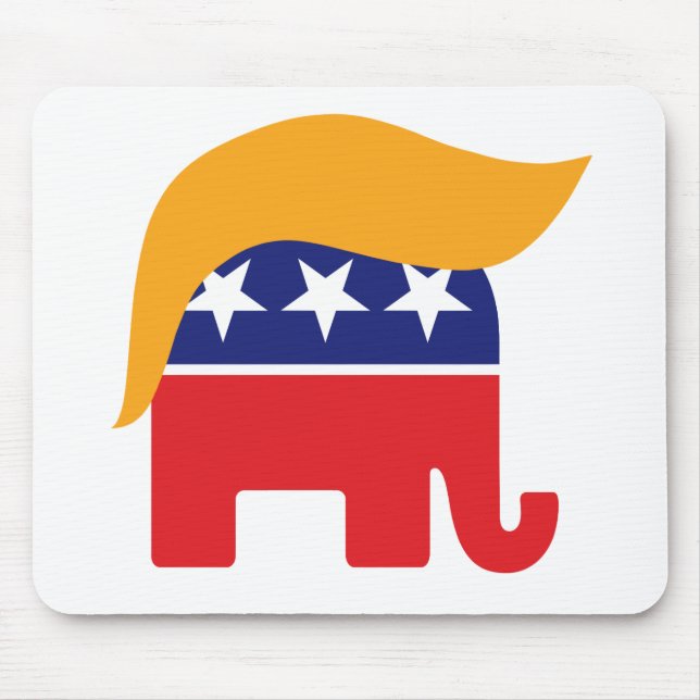 Donald Trump Hair GOP Elephant Logo Mouse Mat (Front)