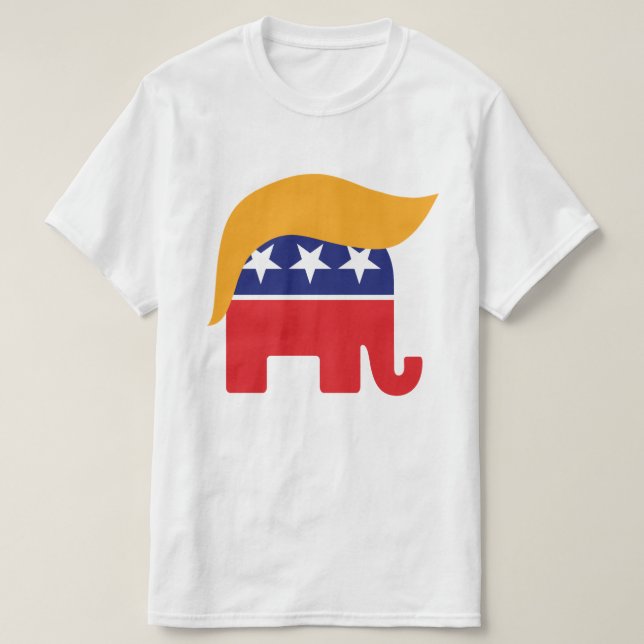 Donald Trump Hair GOP Elephant Logo T-Shirt (Design Front)