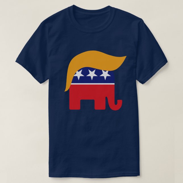 Donald Trump Hair GOP Elephant Logo T-Shirt (Design Front)