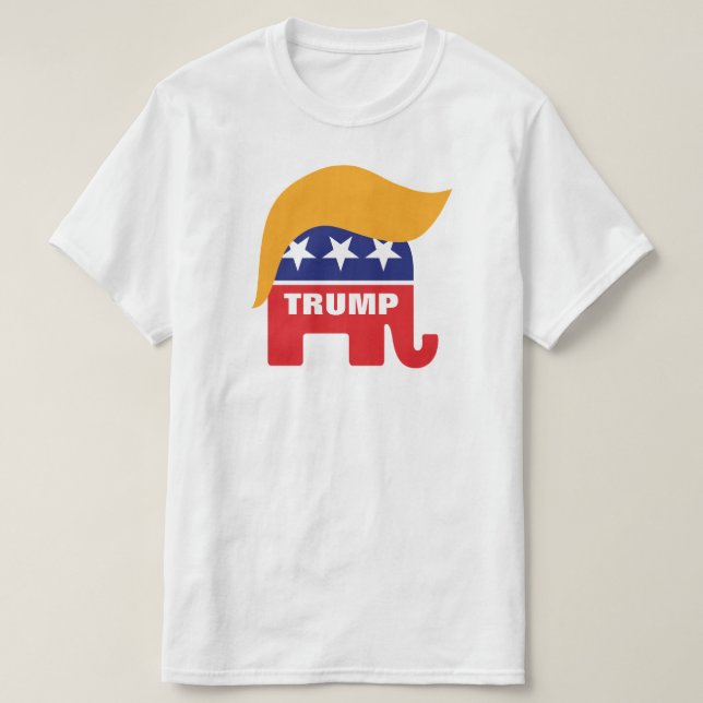 Donald Trump Hair GOP Elephant Logo T-Shirt (Design Front)