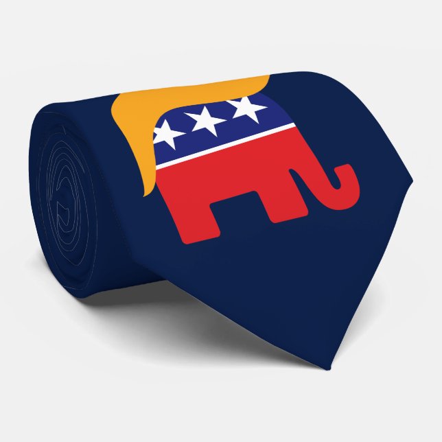 Donald Trump Hair GOP Elephant Logo Tie (Rolled)