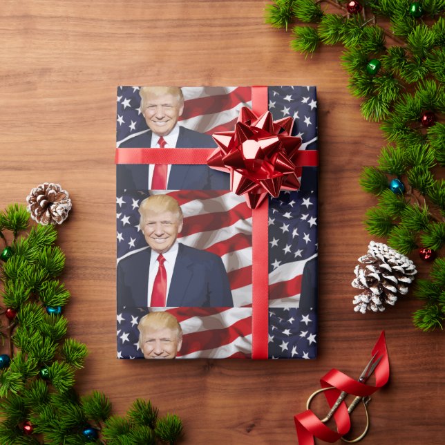 DONALD TRUMP HANDSOME ALL OCCASION Wrapping Paper (Holiday Gift)