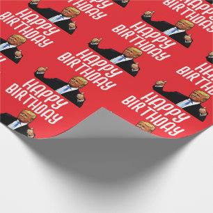 DONALD TRUMP HAPPY BIRTHDAY WRAPPING PAPER