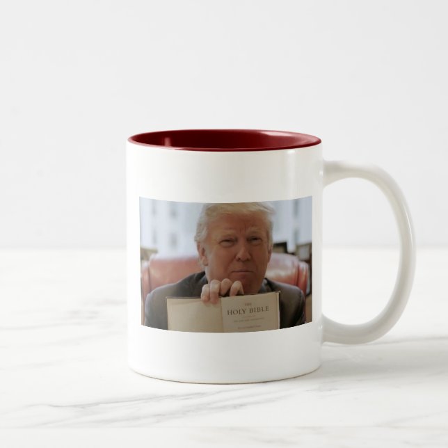 Donald Trump Holding Bible - 11oz Two-Tone Coffee Mug (Right)