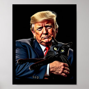 Donald Trump Holding Cat Graphic Funny Political M Poster
