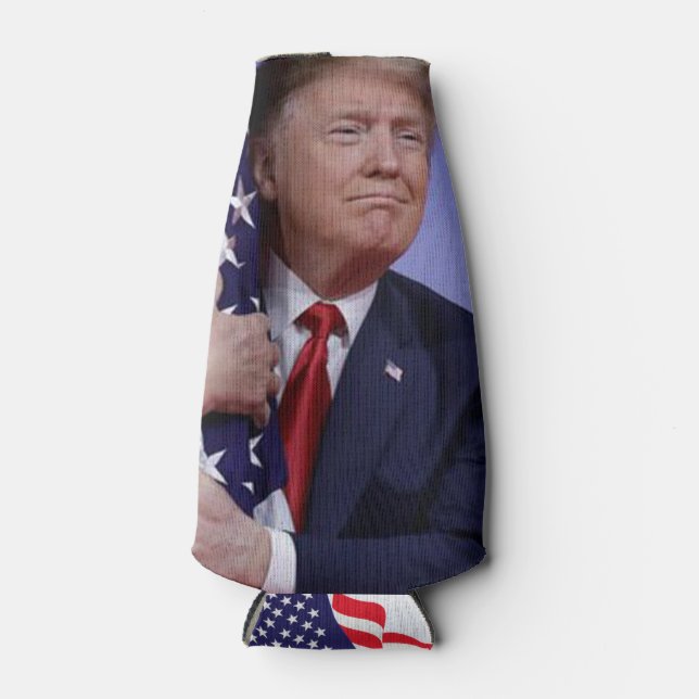 Donald Trump hugs the Flag Bottle Cooler (Front)