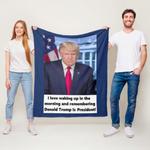 Donald Trump I love waking up popular Fleece Blanket