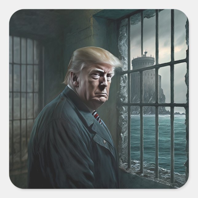 Donald Trump in Alcatraz Prison Square Sticker (Front)