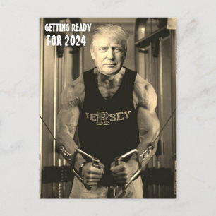 DONALD TRUMP IN THE GYM 2024 POSTCARD
