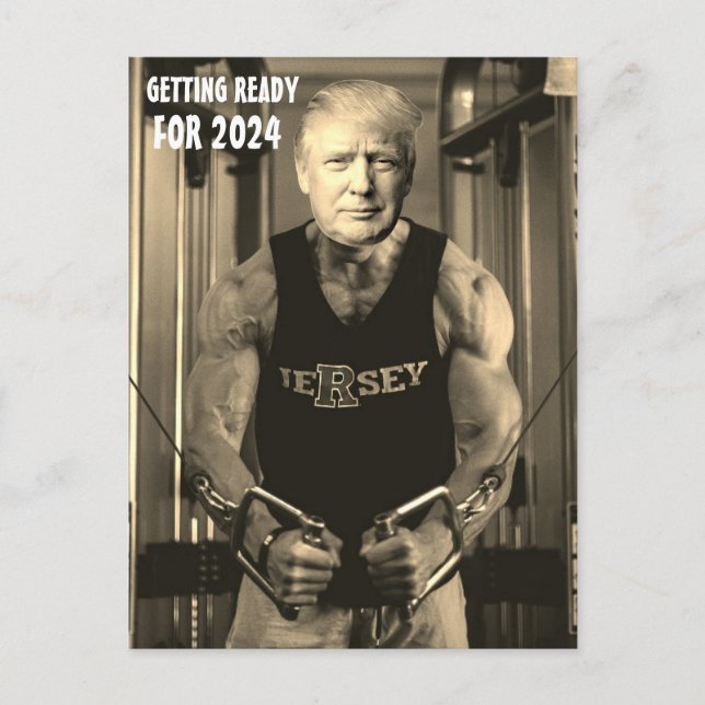 DONALD TRUMP IN THE GYM 2024 POSTCARD (Front)
