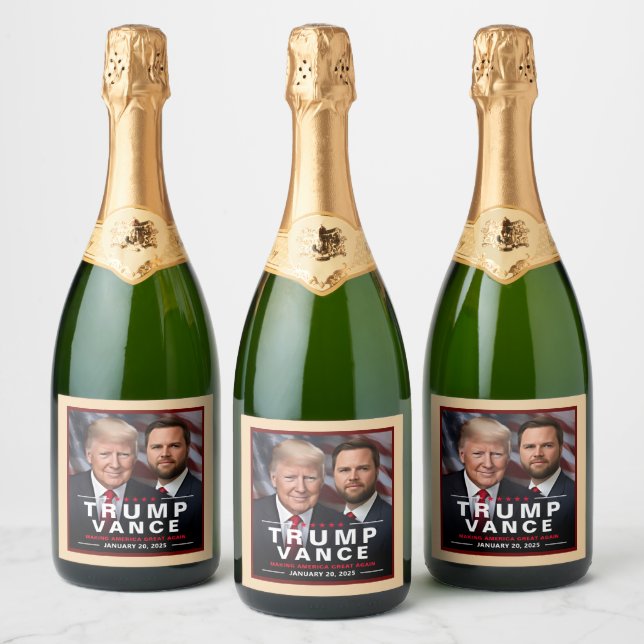Donald Trump Inauguration Champagne Victory Gold Sparkling Wine Label (Bottles)
