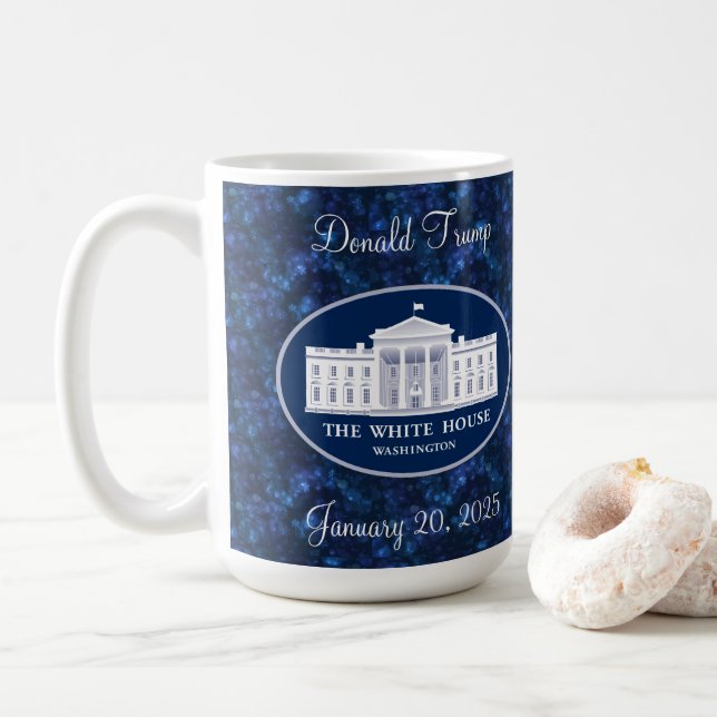 Donald Trump Inauguration Day & White House Coffee Mug (With Donut)