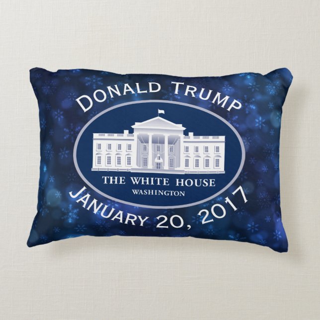 Donald Trump Inauguration Day & White House Decorative Cushion (Back)