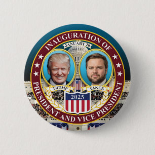 Donald Trump J.D. Vance Inauguration Jan 20, 2025 6 Cm Round Badge