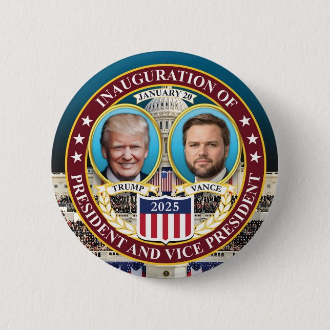 Donald Trump J.D. Vance Inauguration Jan 20, 2025 6 Cm Round Badge (Front)