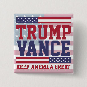 Donald Trump JD Vance 2024 Keep America Great 15 Cm Square Badge