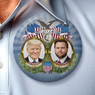 Donald Trump JD Vance President Vice Jugate Photo 7.5 Cm Round Badge