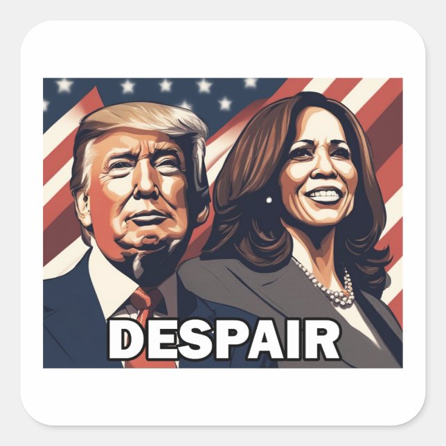 Donald Trump Kamala Harris Despair Square Sticker (Front)