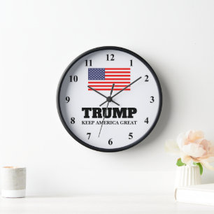 Donald Trump Keep America Great US flag wall clock