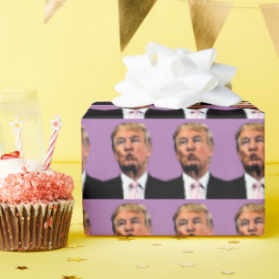 DONALD TRUMP KISS BIRTHDAY WRAPPING PAPER