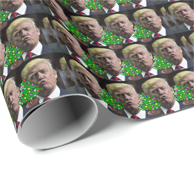 DONALD TRUMP KISS CHRISTMAS FUNNY WRAPPING PAPER (Roll Corner)