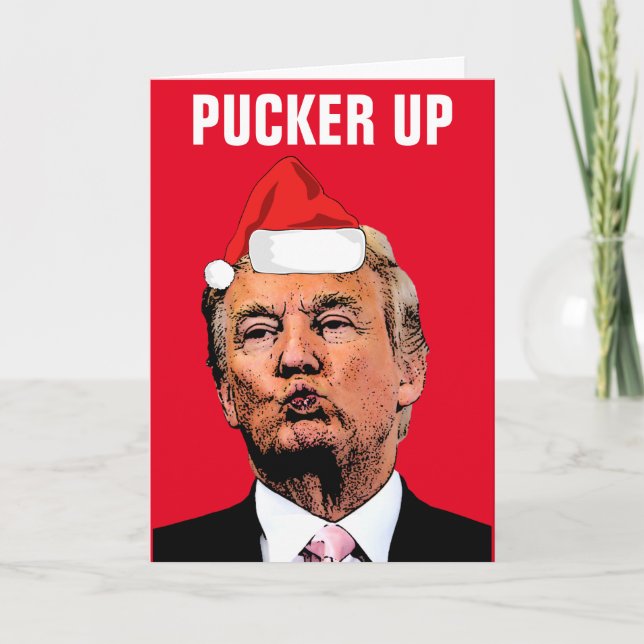 DONALD TRUMP KISS "PUCKER UP" CHRISTMAS CARDS (Front)