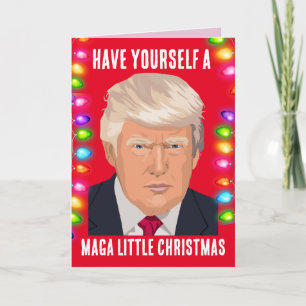 DONALD TRUMP MAGA LITTLE Christmas GREETING card