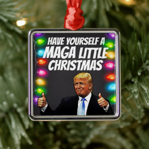  DONALD TRUMP MAGA LITTLE Christmas  Metal Tree Decoration