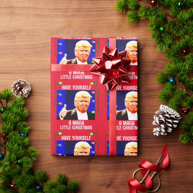  DONALD TRUMP MAGA LITTLE Christmas WRAPPING PAPER (Holiday Gift)