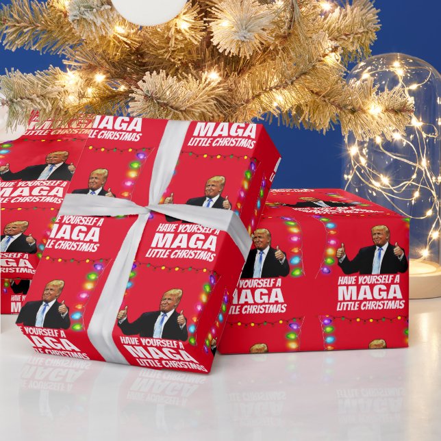  DONALD TRUMP MAGA LITTLE Christmas  Wrapping Paper (Holidays)