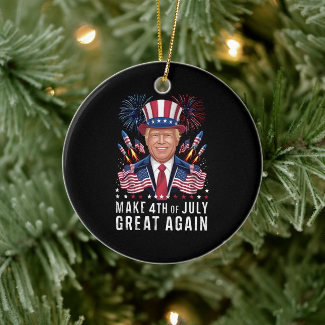 Donald Trump Make 4th Of July Great Again  Ceramic Tree Decoration (Tree)