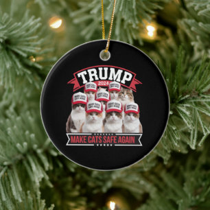 Donald Trump Make Cats Safe Again 2024 Debate  Ceramic Tree Decoration