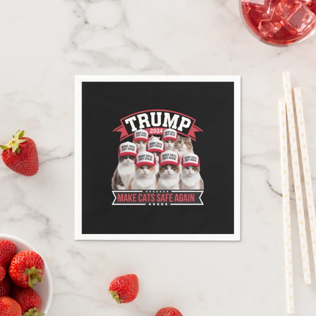Donald Trump Make Cats Safe Again 2024 Debate  Napkin (Insitu)