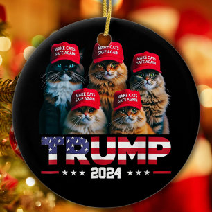 Donald Trump Make Cats Safe Again Red Hat 2024 Ceramic Tree Decoration