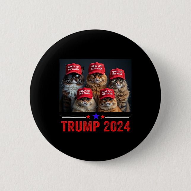 Donald Trump Make Cats Safe Again Red Hat 2024 Deb 6 Cm Round Badge (Front)