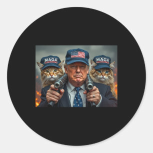 Donald Trump Make Cats Safe Again Red Hat 2024 Deb Classic Round Sticker