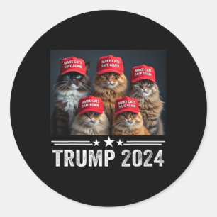 Donald Trump Make Cats Safe Again Red Hat 2024 Deb Classic Round Sticker